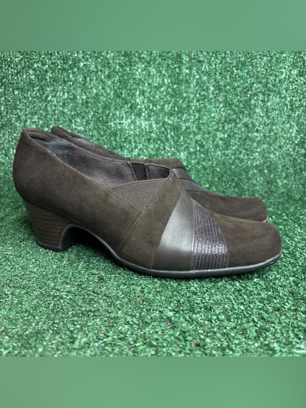 NEW Clarks Everyday‎ Loafers Womens Size 10 Sugar Spice Suede Brown Block Heel